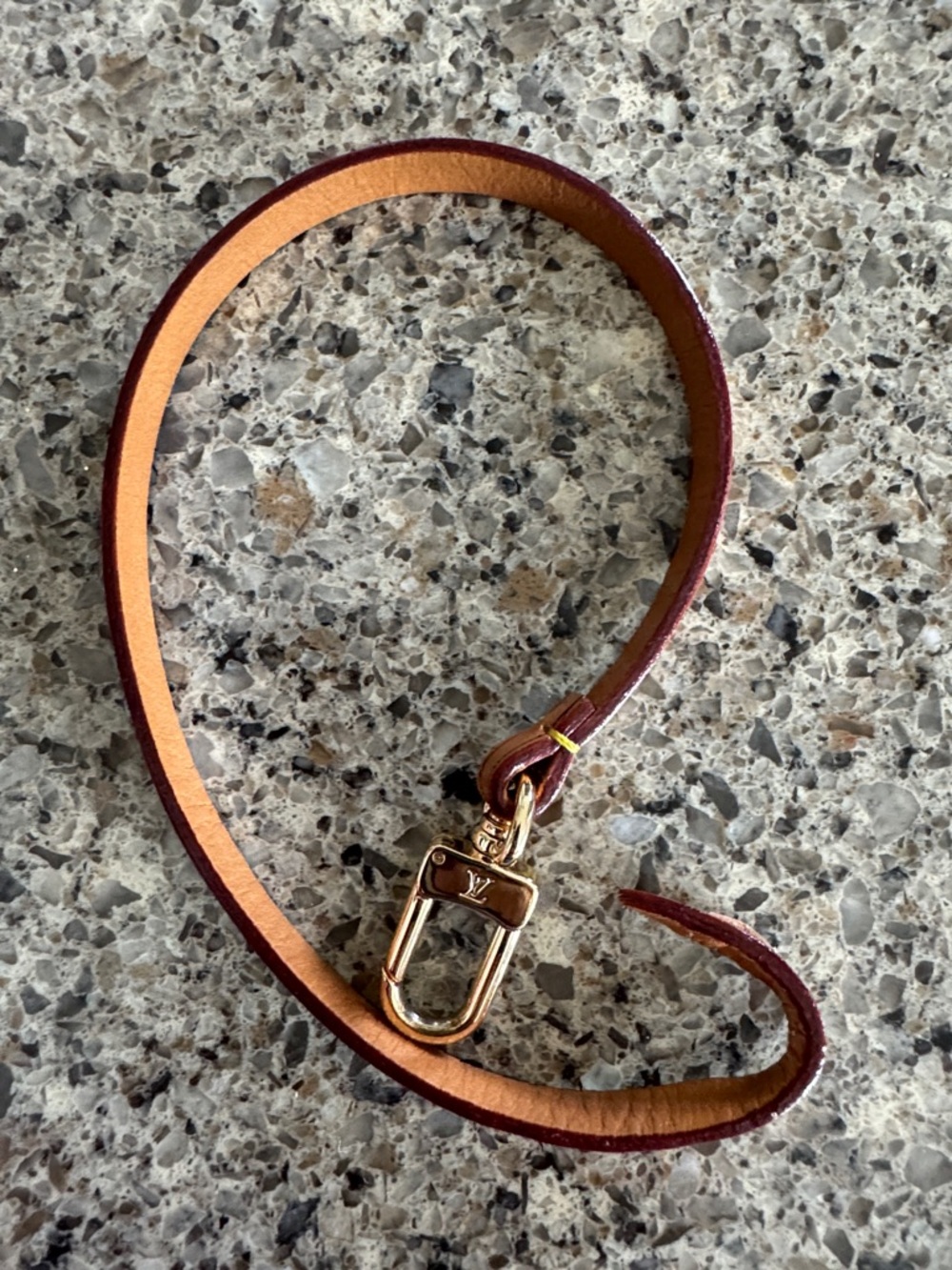 Louis Vuitton Brown Leather Wrist Strap with Gold Hardware